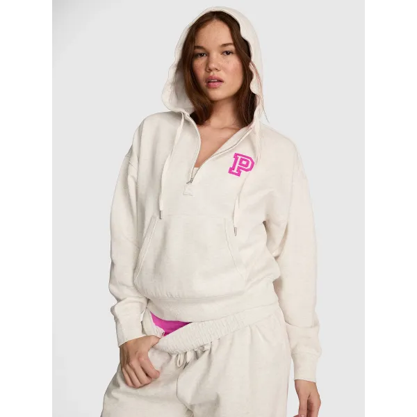 Спортивний костюм PINK Campus Fleece™ Half-Zip Hoodie+Wide-Leg Split-Hem Sweatpants Snow Heather