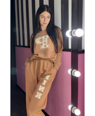 Спортивний костюм Victoria's Secret Ivy Fleece Classic Crew Sweatshirt + Pants Toffee