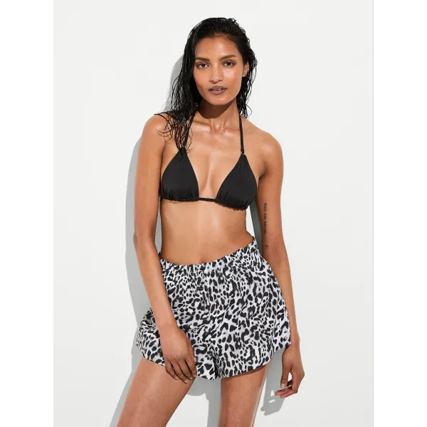 Пляжний костюм Victoria's Secret Swim Beachwear Voile Oversized Button-Front Shirt + Shorts Snow Leopard