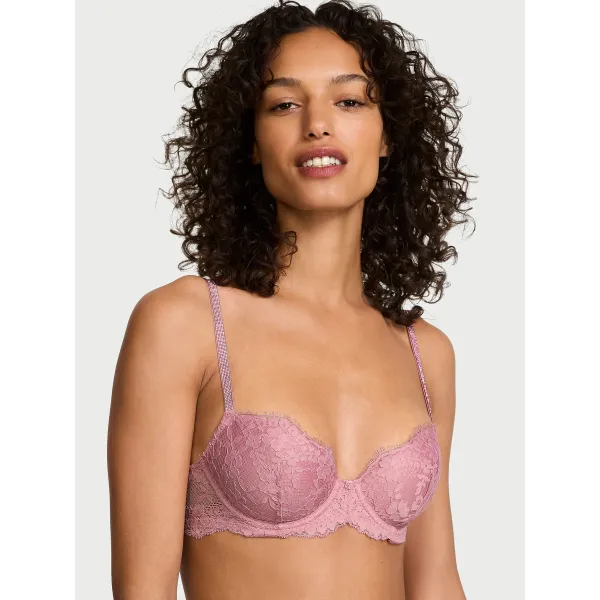 Комплект Dream Angels Wicked Twinkle Lace Unlined Balconette Bra Dusk Mauve + Brazilian