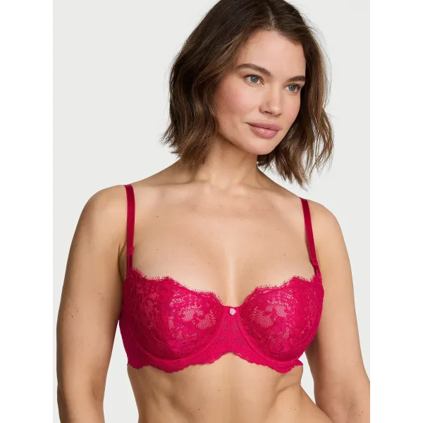Комплект Dream Angels Wicked Unlined Lace Balconette Bra +Dream Angels Lace Thong Panty Vibrant Fuchsia