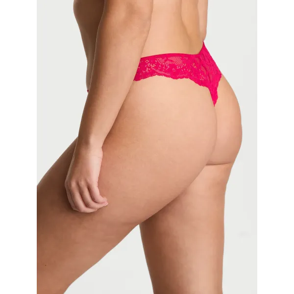 Комплект Dream Angels Wicked Unlined Lace Balconette Bra +Dream Angels Lace Thong Panty Vibrant Fuchsia