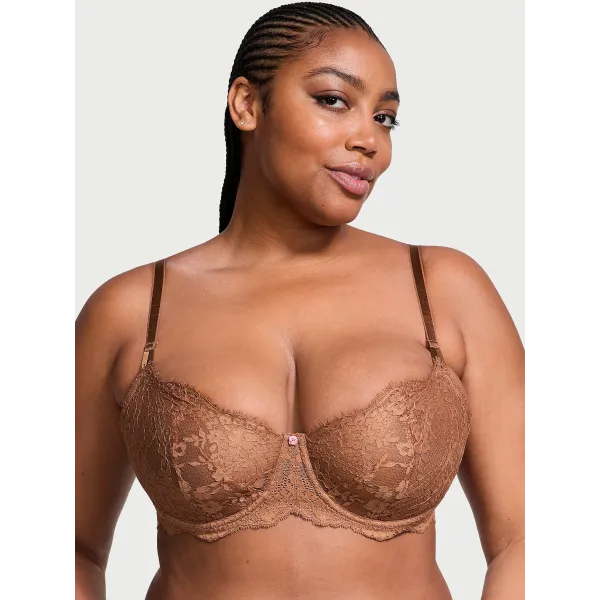 Комплект Dream Angels Wicked Unlined Lace Balconette Bra Lift without Padding Caramel