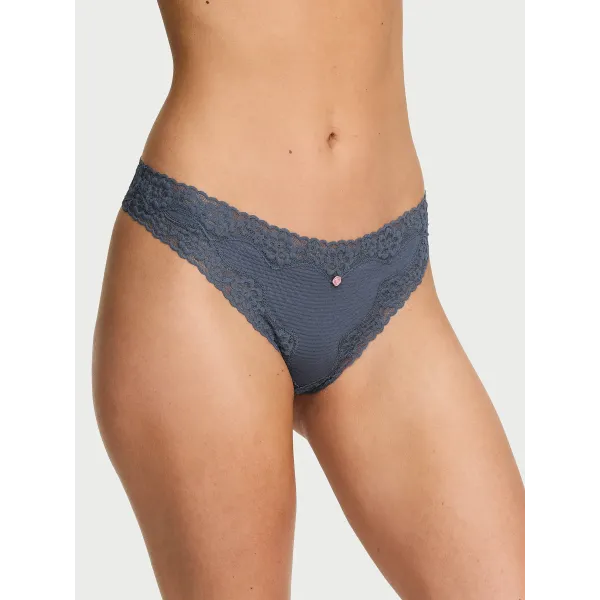 Комплект The T-shirt Cotton Shadow Stripe Unlined Demi Bra + Thong Panty Bluestream