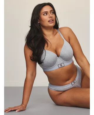 Комплект The T-shirt Shine Patch Lightly Lined Wireless Bra Grey + Thong