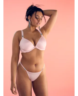 Комплект Very Sexy Scattered Shine Strap Lightly Lined Low-Cut Demi Bra +Thong Cheeky Angel Pink