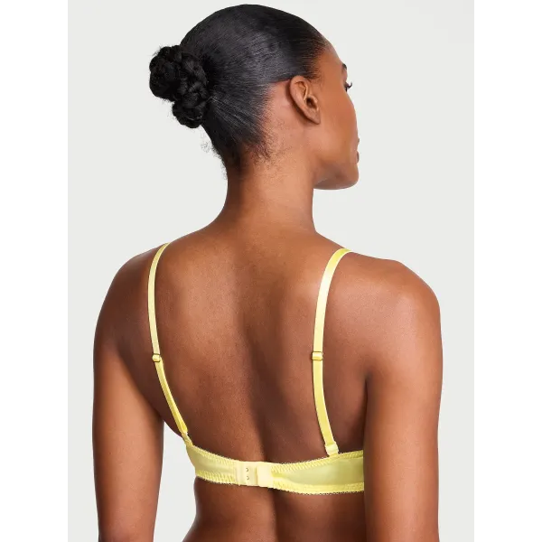 Комплект Victoria's Secret Tease Lightly Lined Sheer Shimmer Plunge Bra +Cheeky Thong Lemonade