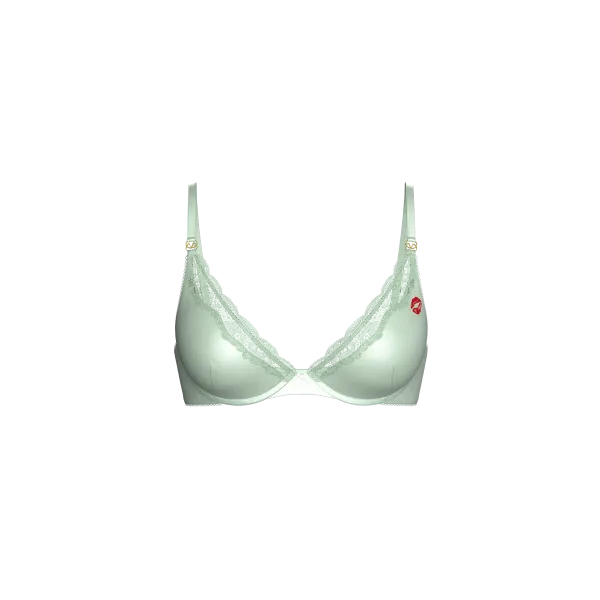 Комплект Victoria's Secret Tease Lightly Lined Sheer Shimmer Plunge Bra +Cheeky Thong Mint