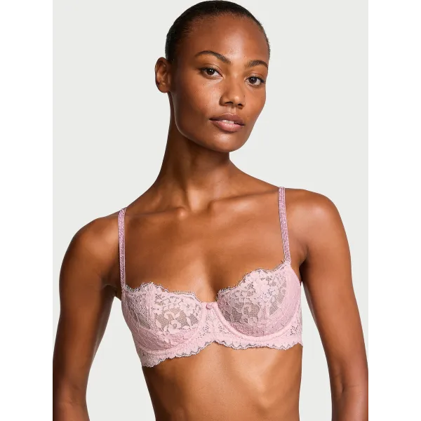 Комплект Victoria's Secret Dream Angels Wicked Twinkle Strap Unlined Lace Balconette Bra Chalk Rose