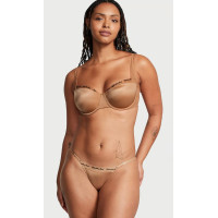 Комплект Victoria's Secret Бежевий Smooth Logo Embroidery Lightly Lined Balconette Bra Toffee+Стрінги