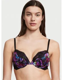 Бюстгалтер Victoria's Secret Shine Strap Lece Push-up bra Black Flowers