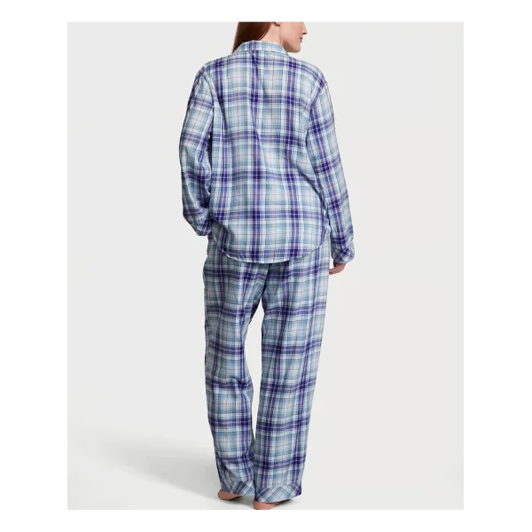 Піжама (Сорочка + Штани ) жіноча Victoria's Secret Flannel Long PJ Plaide Blue 