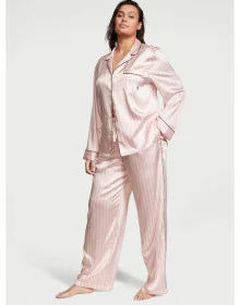 Піжама Victoria's Secret Сатинова Рожева Полоска Satin Long PJ Set Pink Stripe