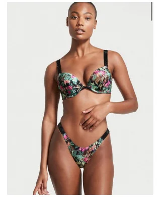 Купальник з камінчиками Victoria's Secret Shine Bomshell Strap Swim Palm Print + Плавки Стрінги